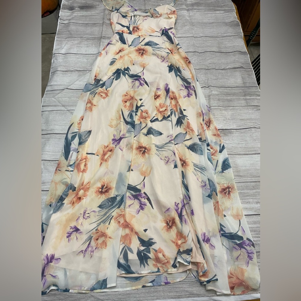 crystal doll Juniors size 3 floral maxi dress sleeveless